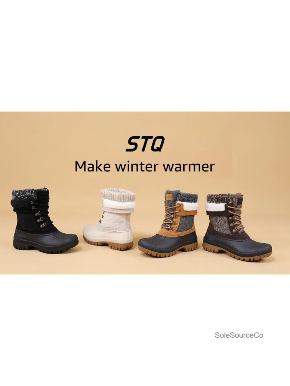 Women's Duck Boots Waterproof Winter Snow Boot, Faux Fur & Leather, Mid-Calf,